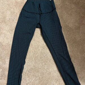 Lululemon Wunder Under High Rise Black and Teal Size 8